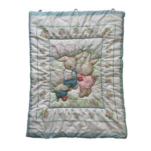 Red Calliope Girl Boy Bunny Rabbit Flower Baby Blanket Quilt Pastel Nursery